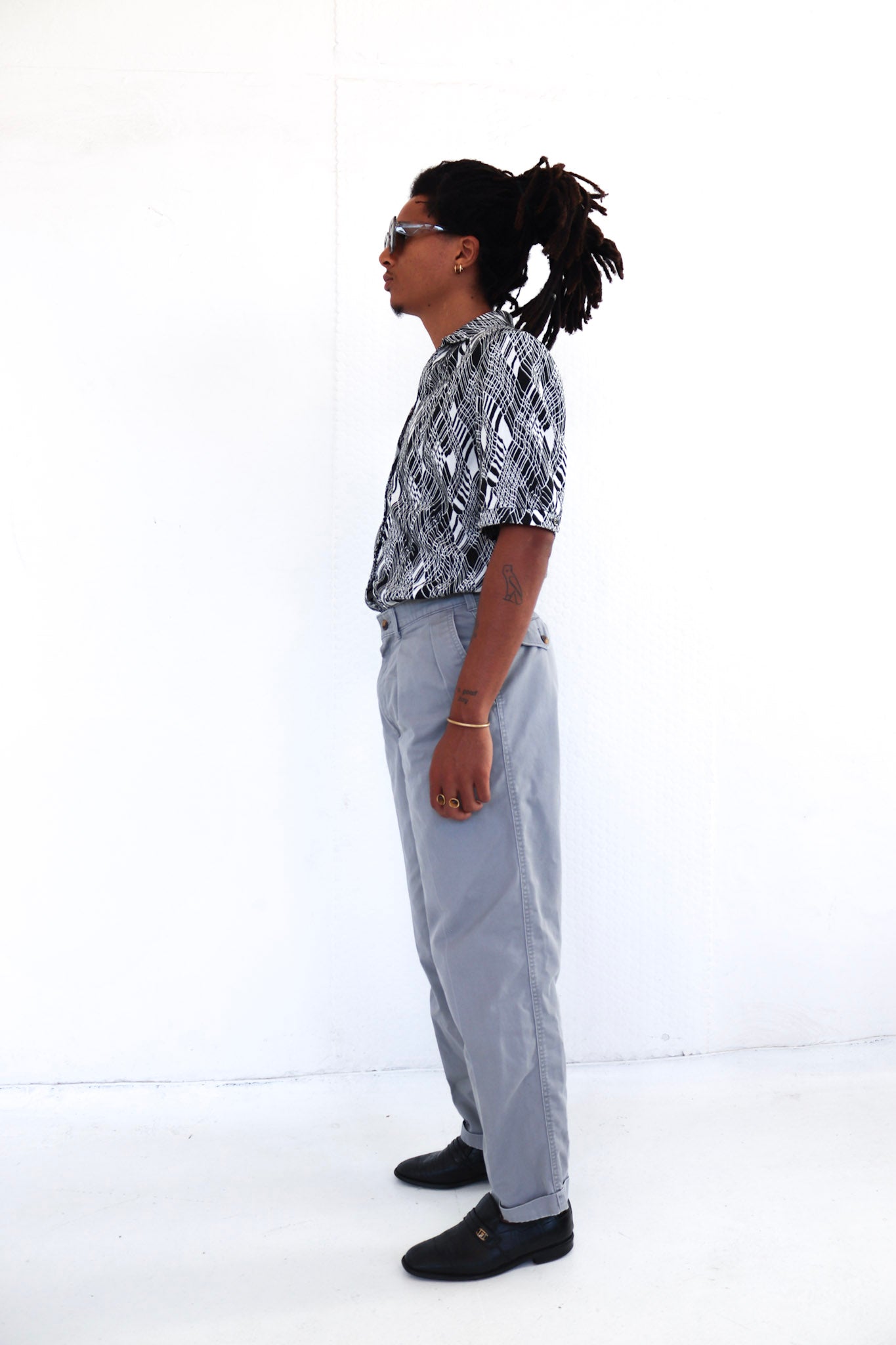 Grey Pleated Chino Pants