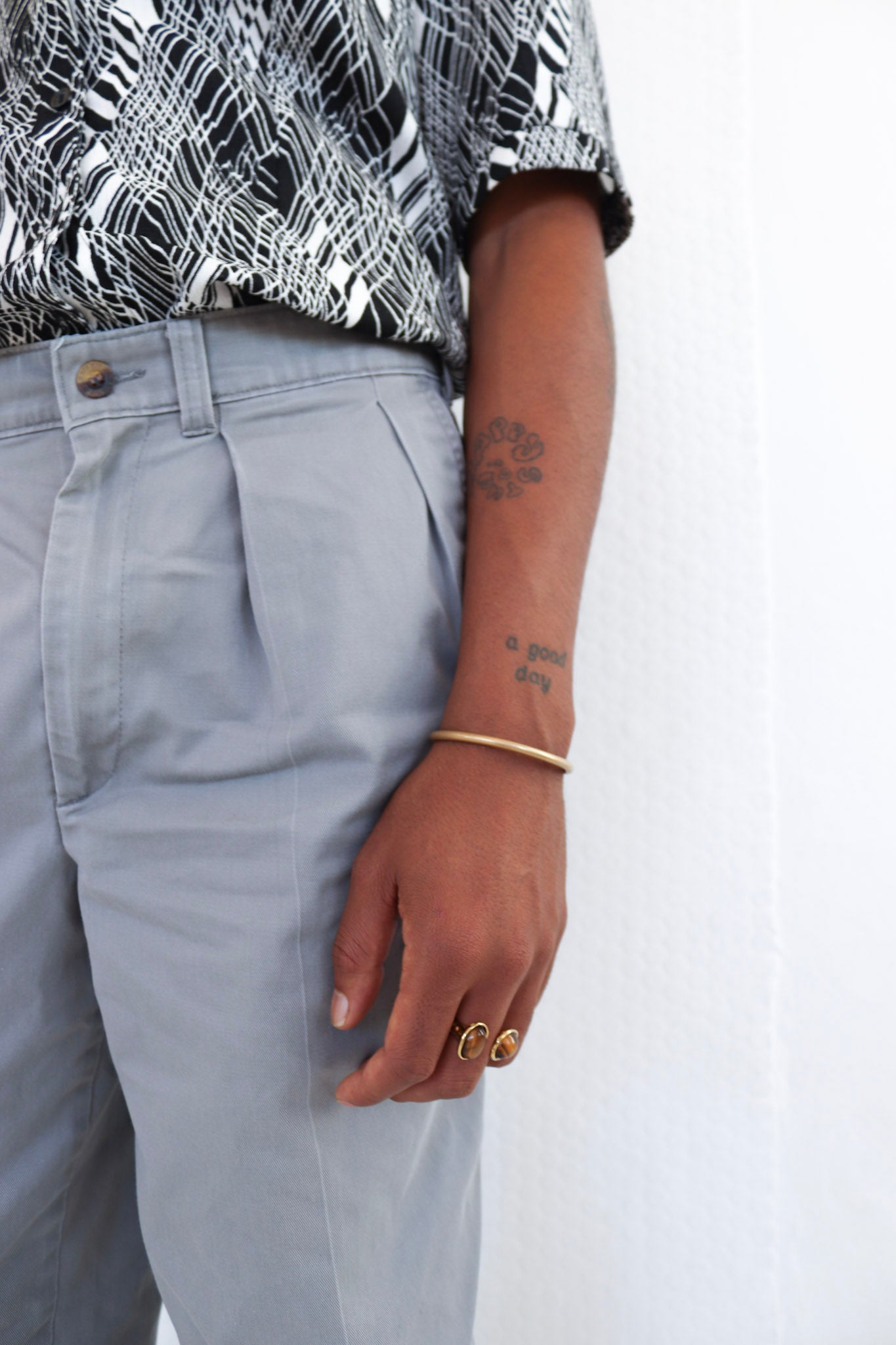 Grey Pleated Chino Pants