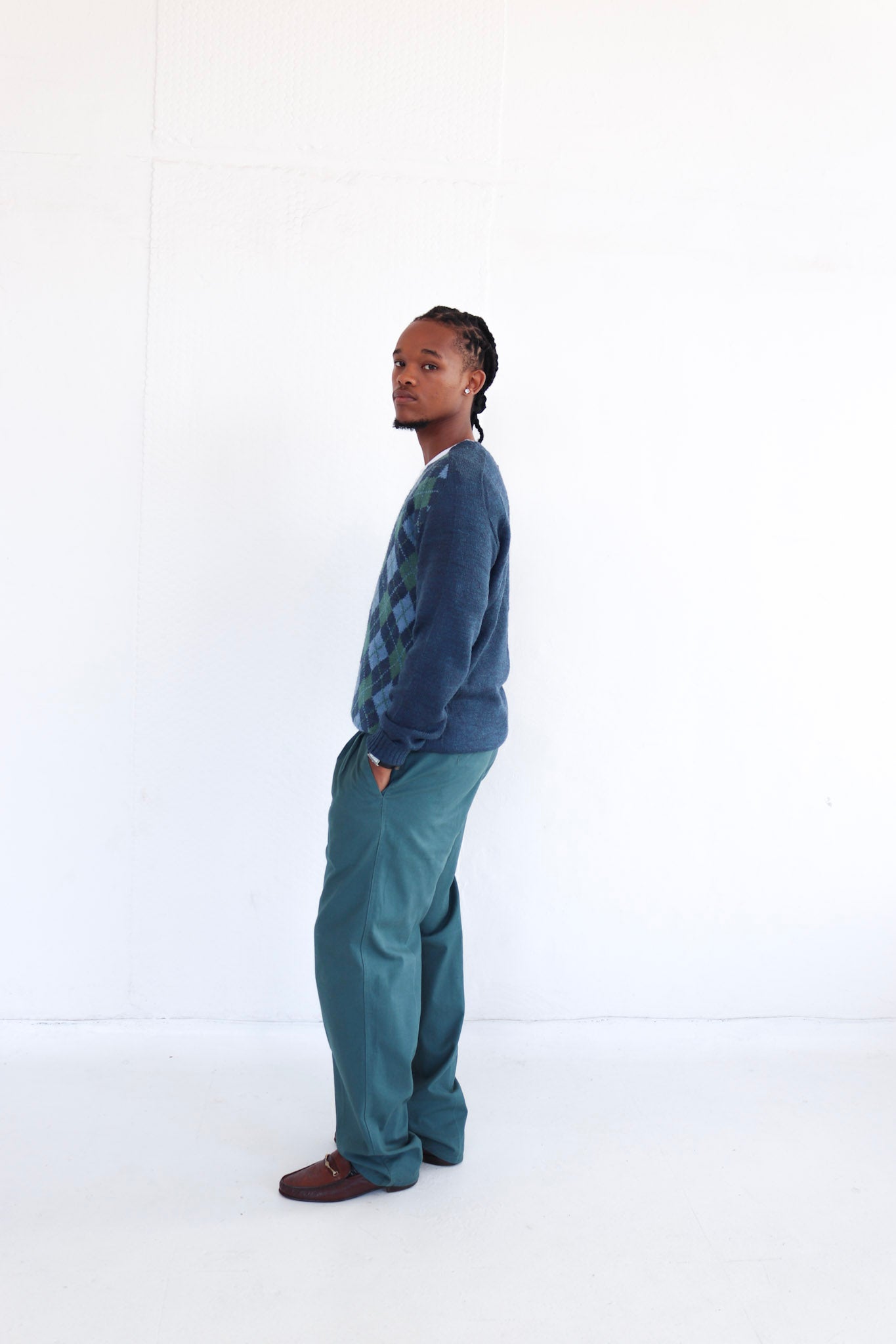 Green Pleated Chino