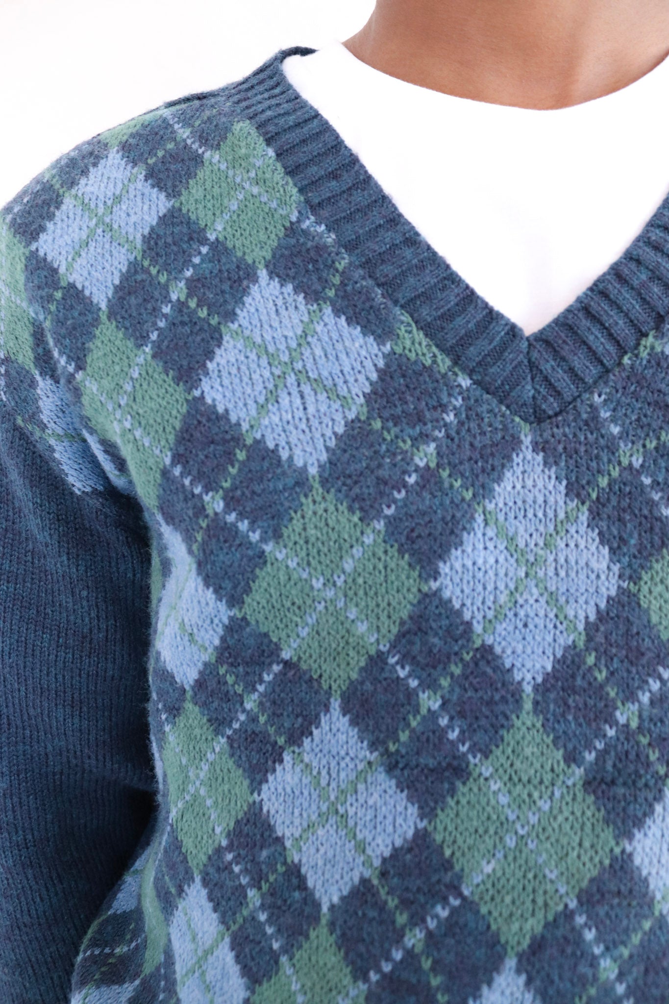 V-neck Blue Argyle Jersey