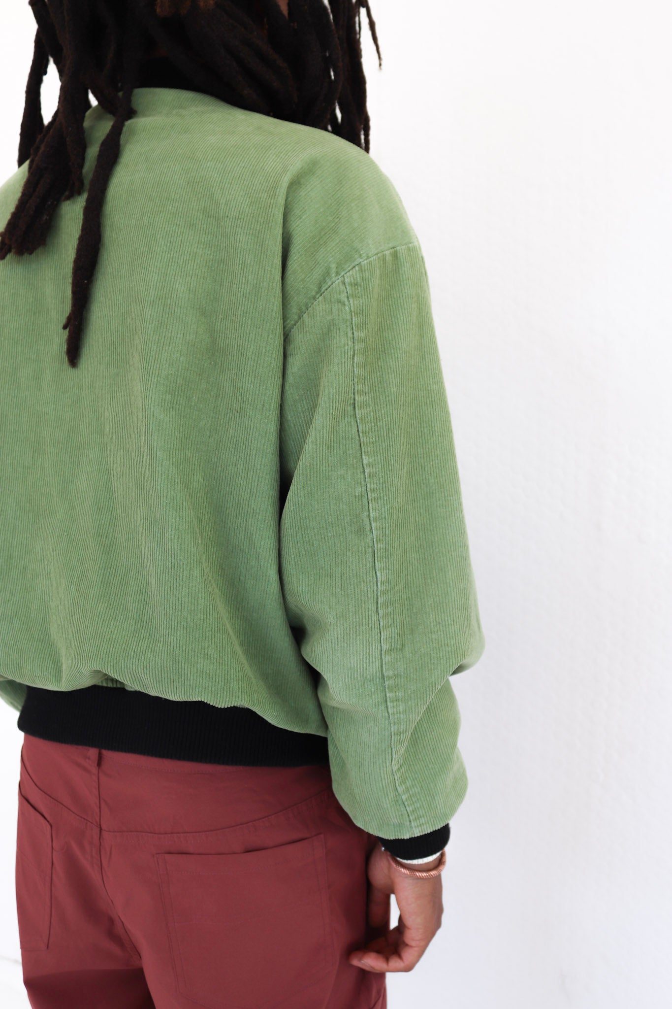 Green Corduroy Bomber Jacket