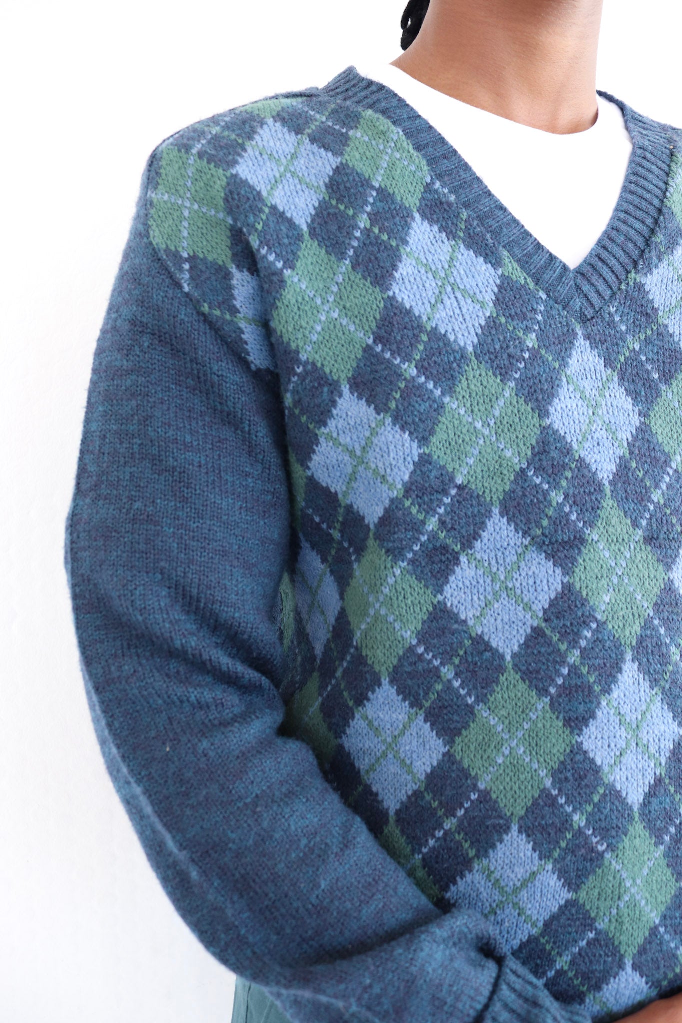 V-neck Blue Argyle Jersey