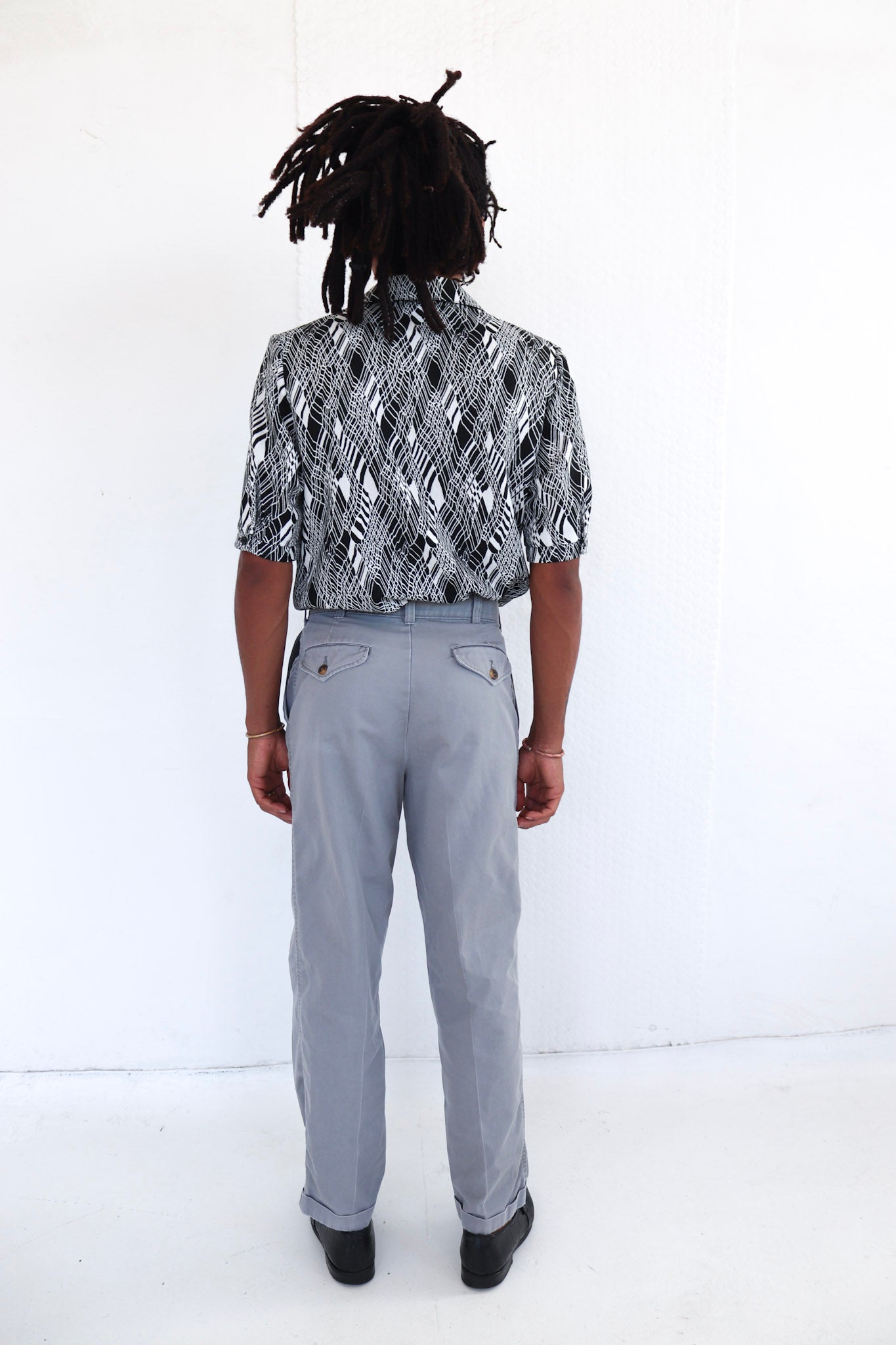 Grey Pleated Chino Pants