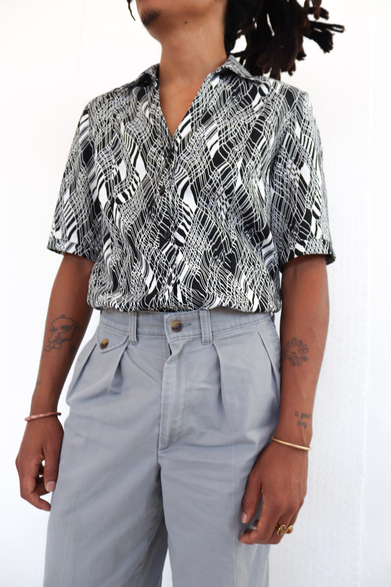Grey Pleated Chino Pants