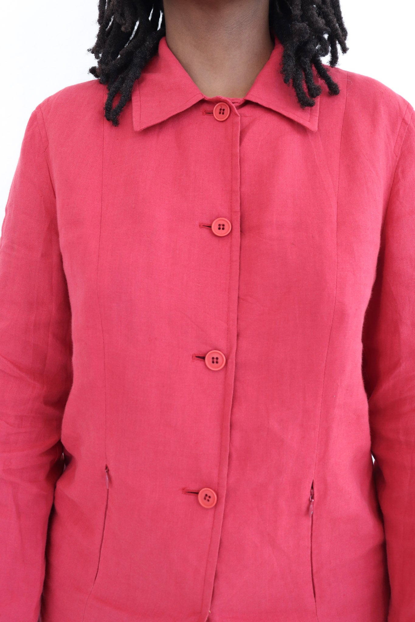 Red Linen Pants Set