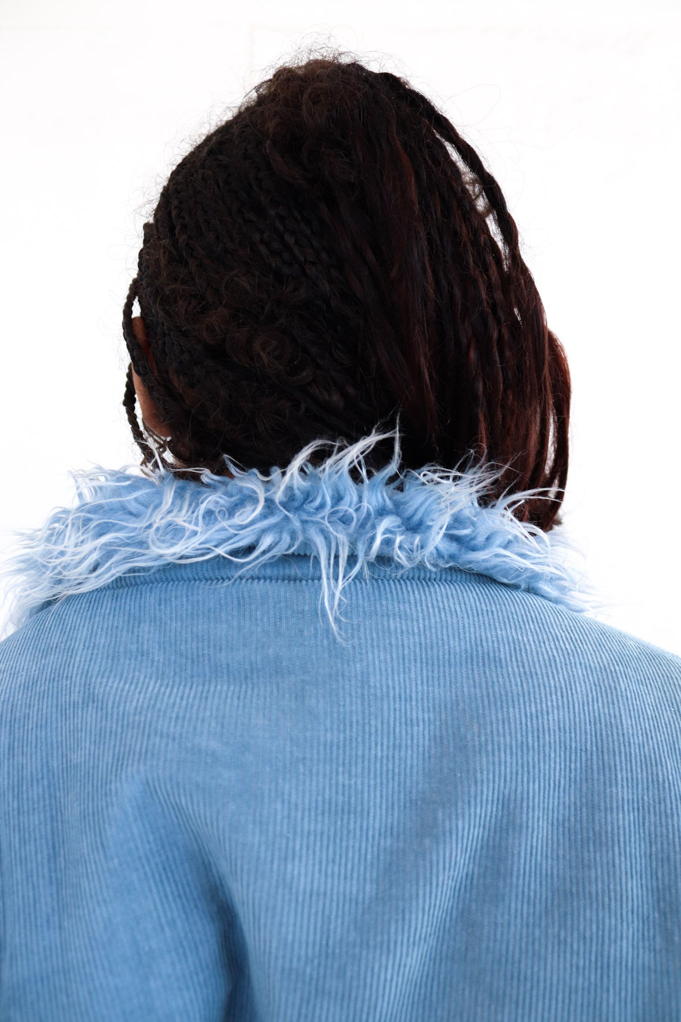 Blue Fur Corduroy Coat