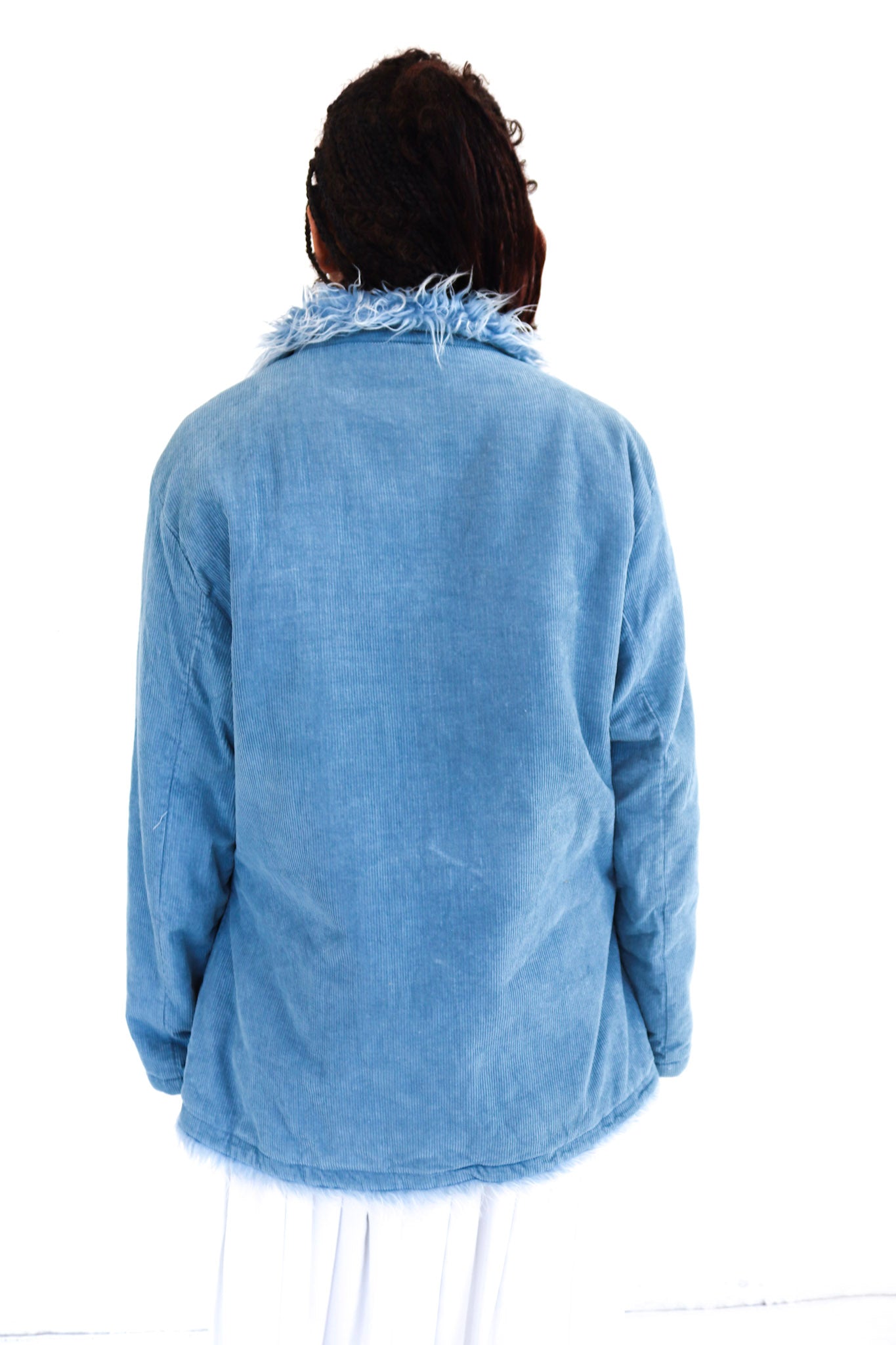 Blue Fur Corduroy Coat