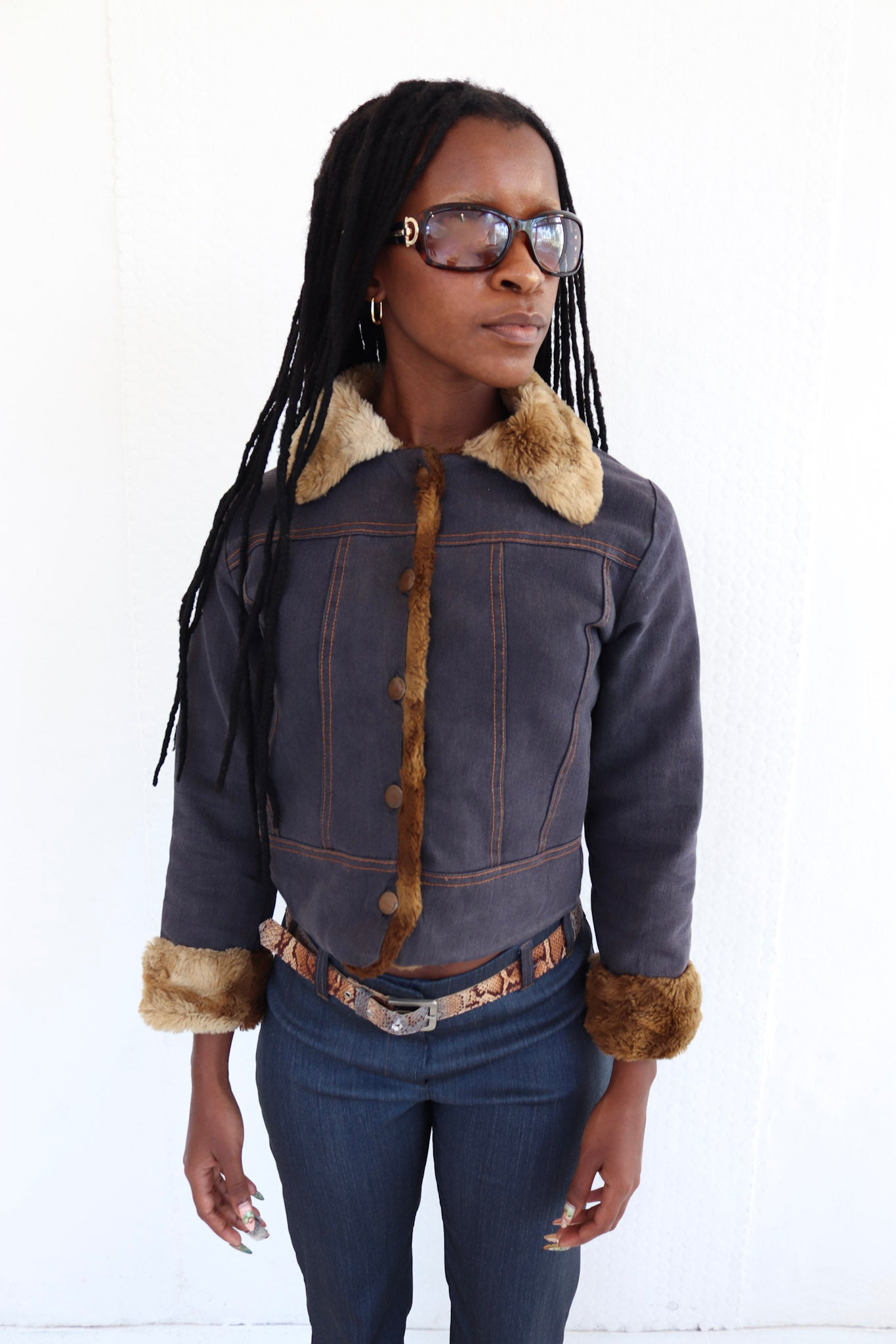 Denim Fur Trim Jacket