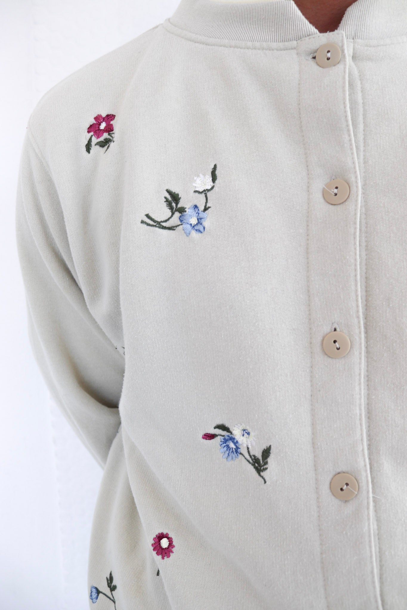 Beige Floral Cardigan