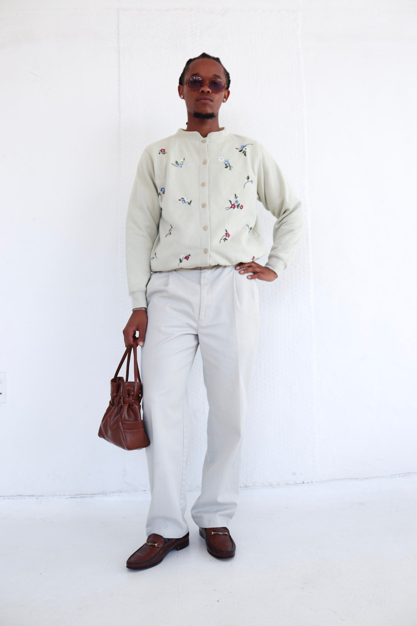 Beige Floral Cardigan