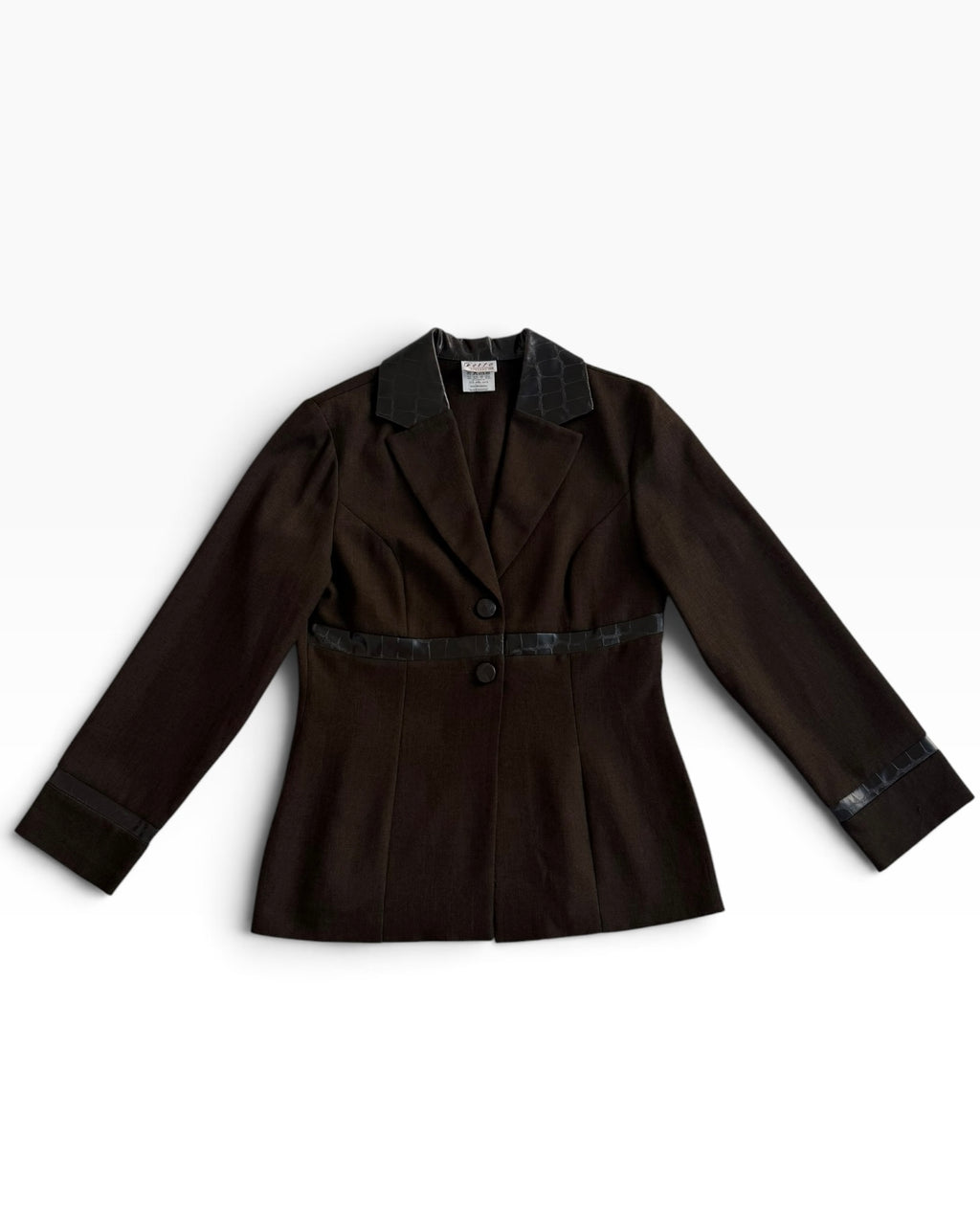 Brown Pleather Trim Blazer