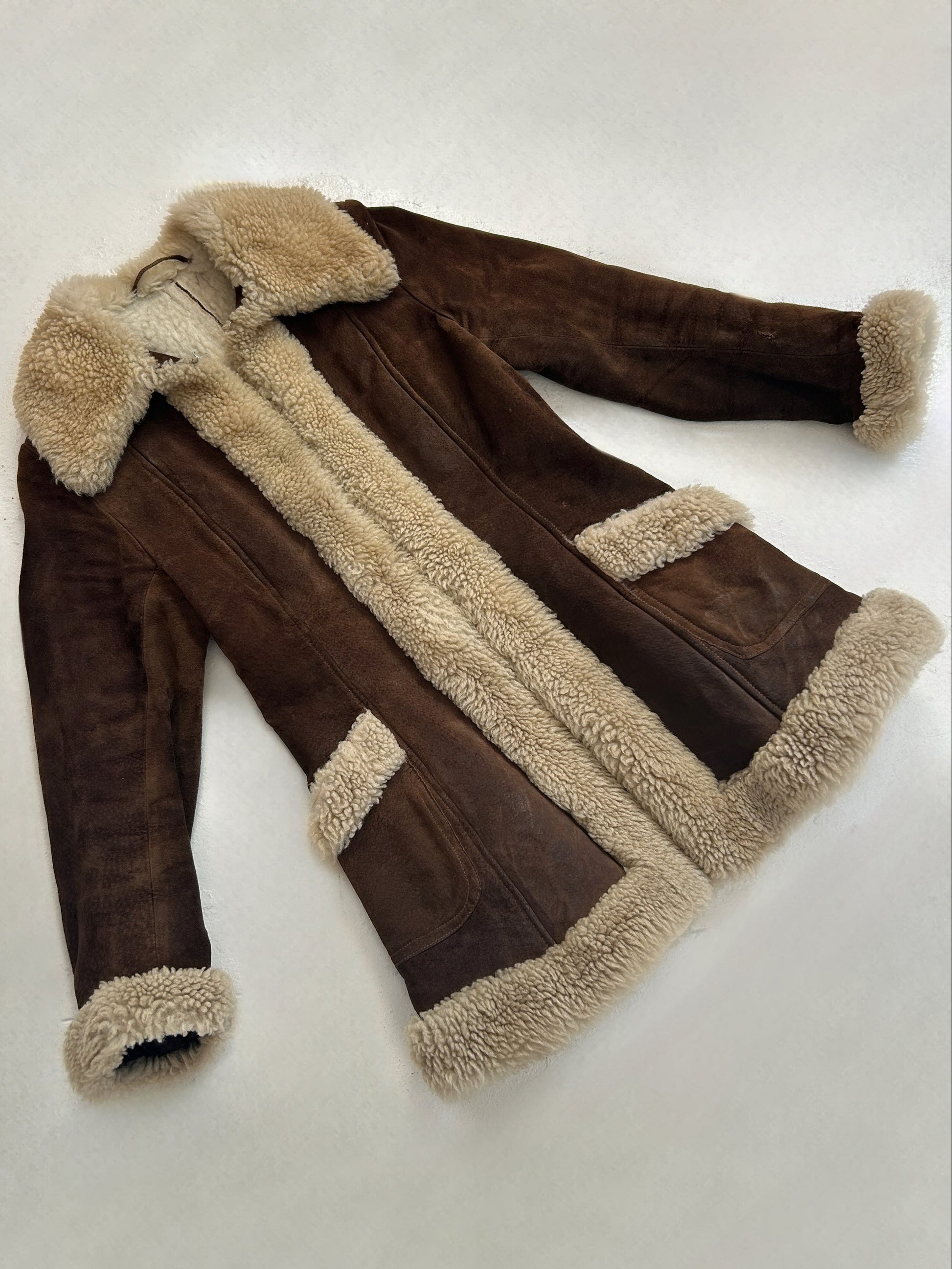 Brown Suede & Fleece Shealing Coat