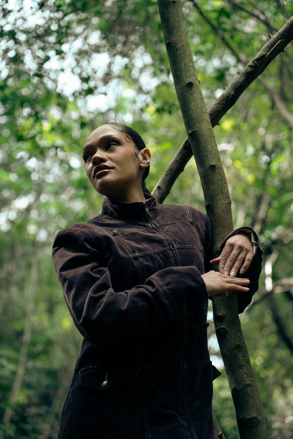 Brown Velvet Utility Coat