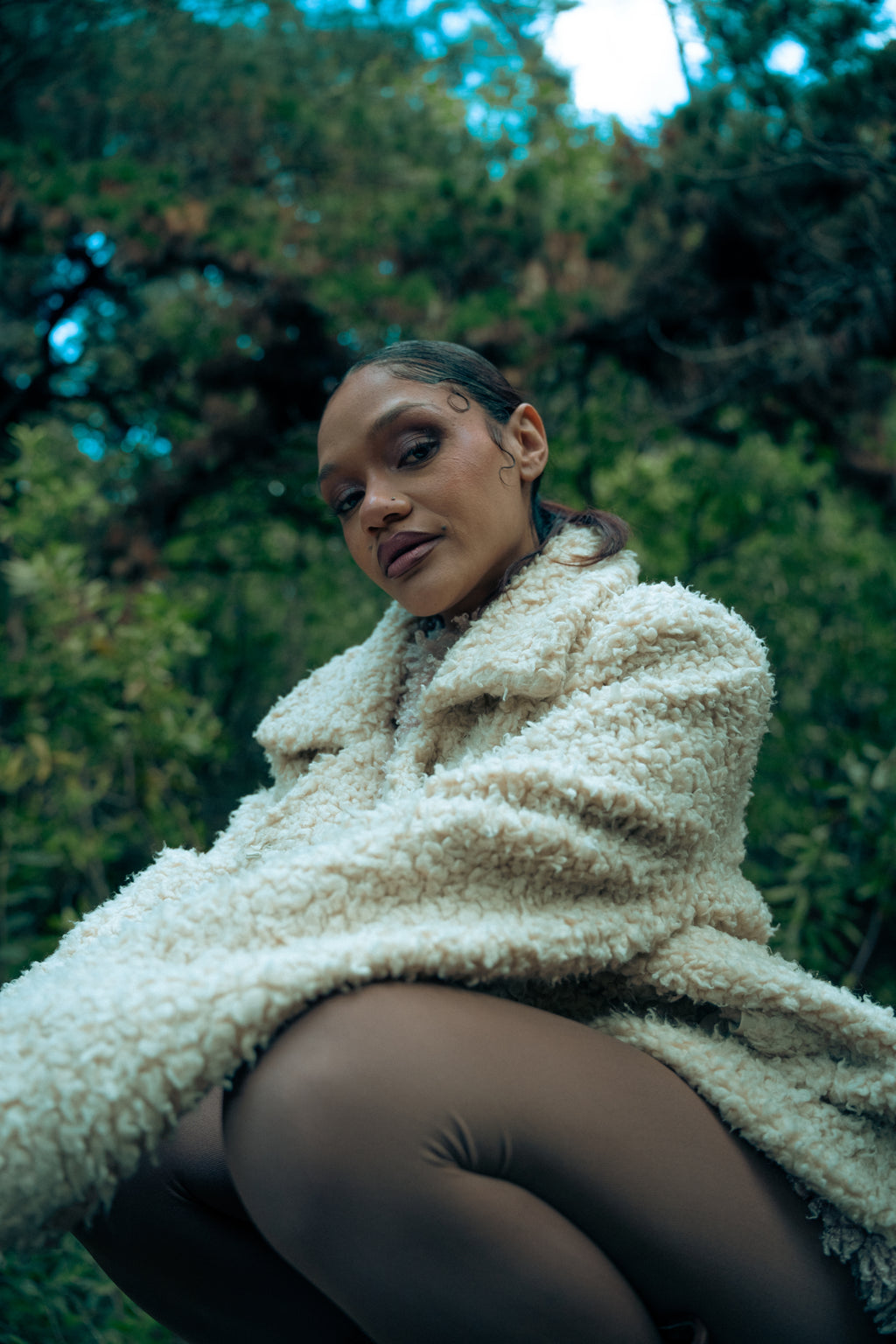 Cream Oversized Fleece Coat