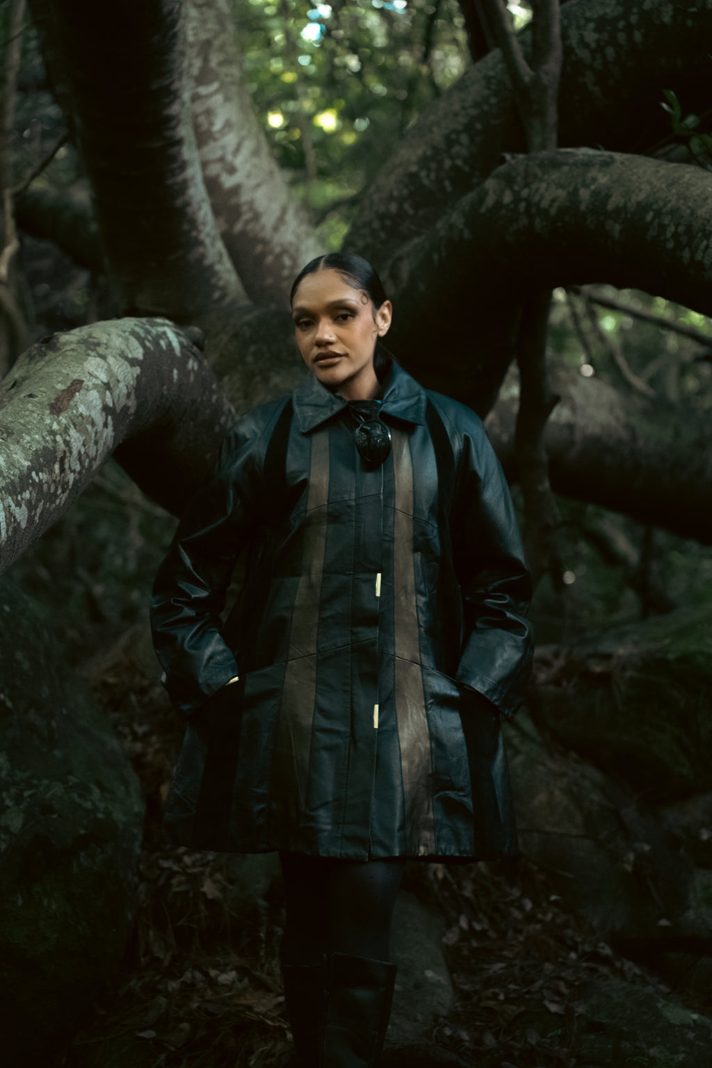 Leather Panel Coat