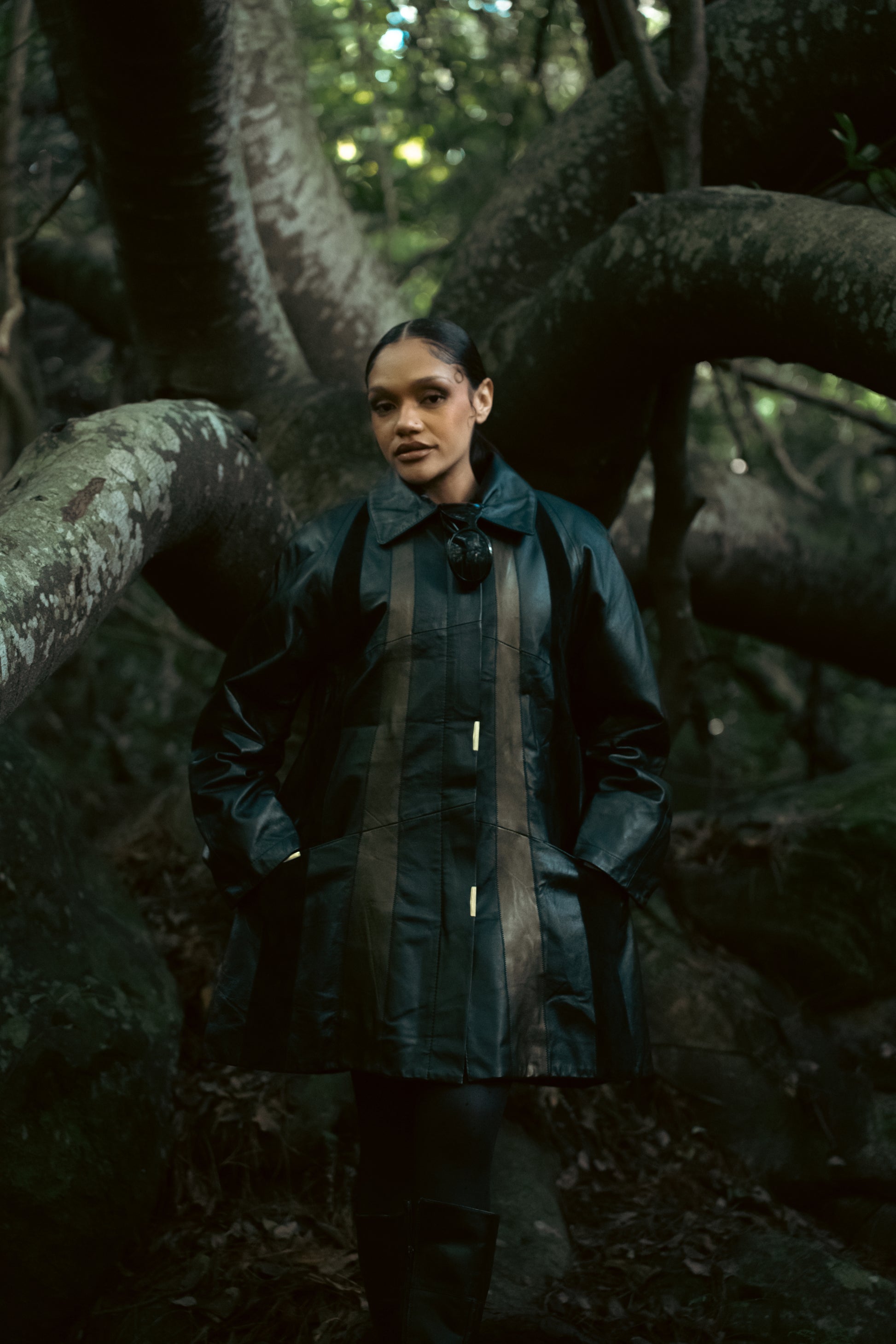Leather Panel Coat