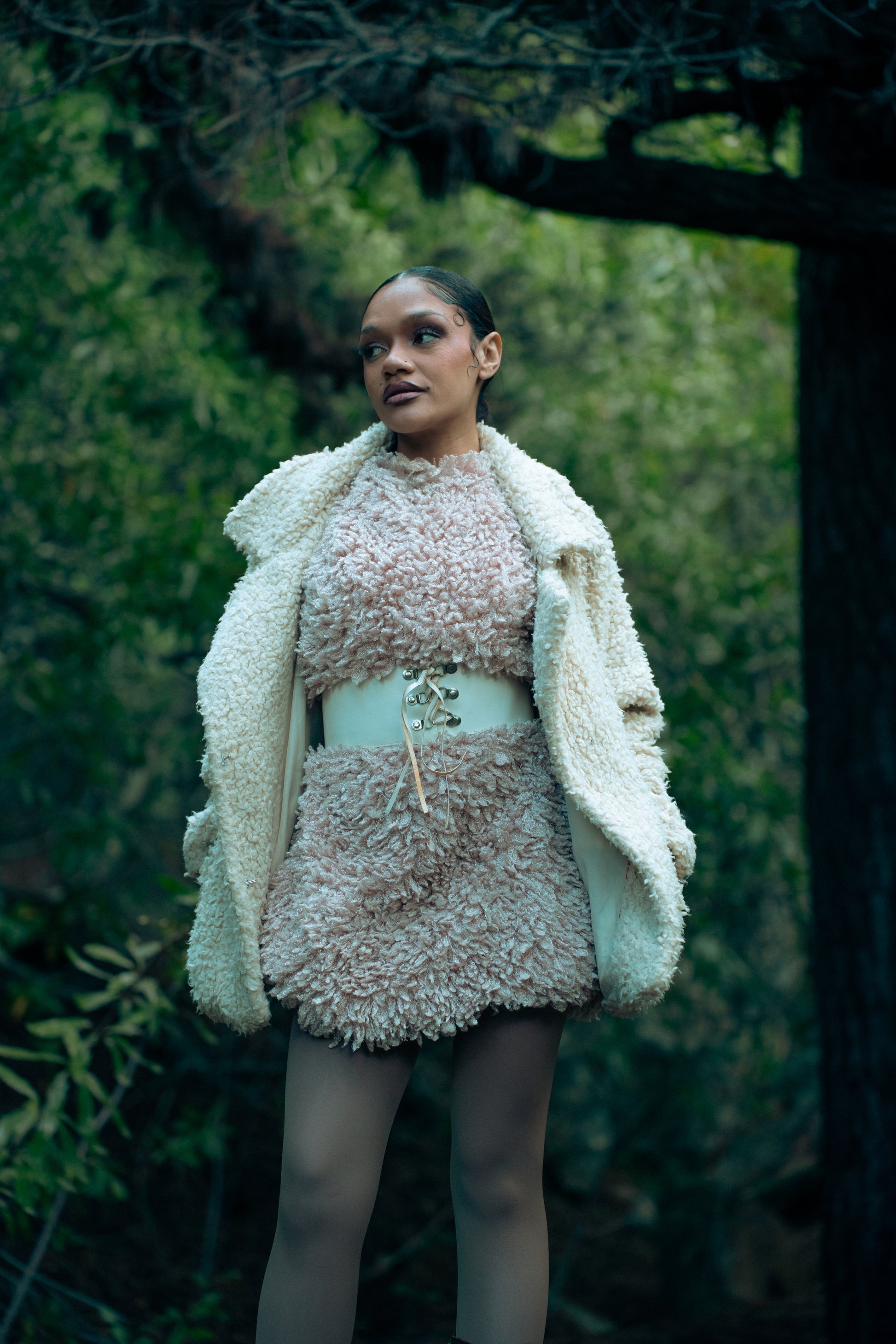 Cream Oversized Fleece Coat