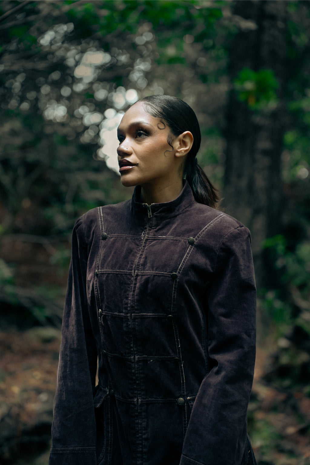 Brown Velvet Utility Coat