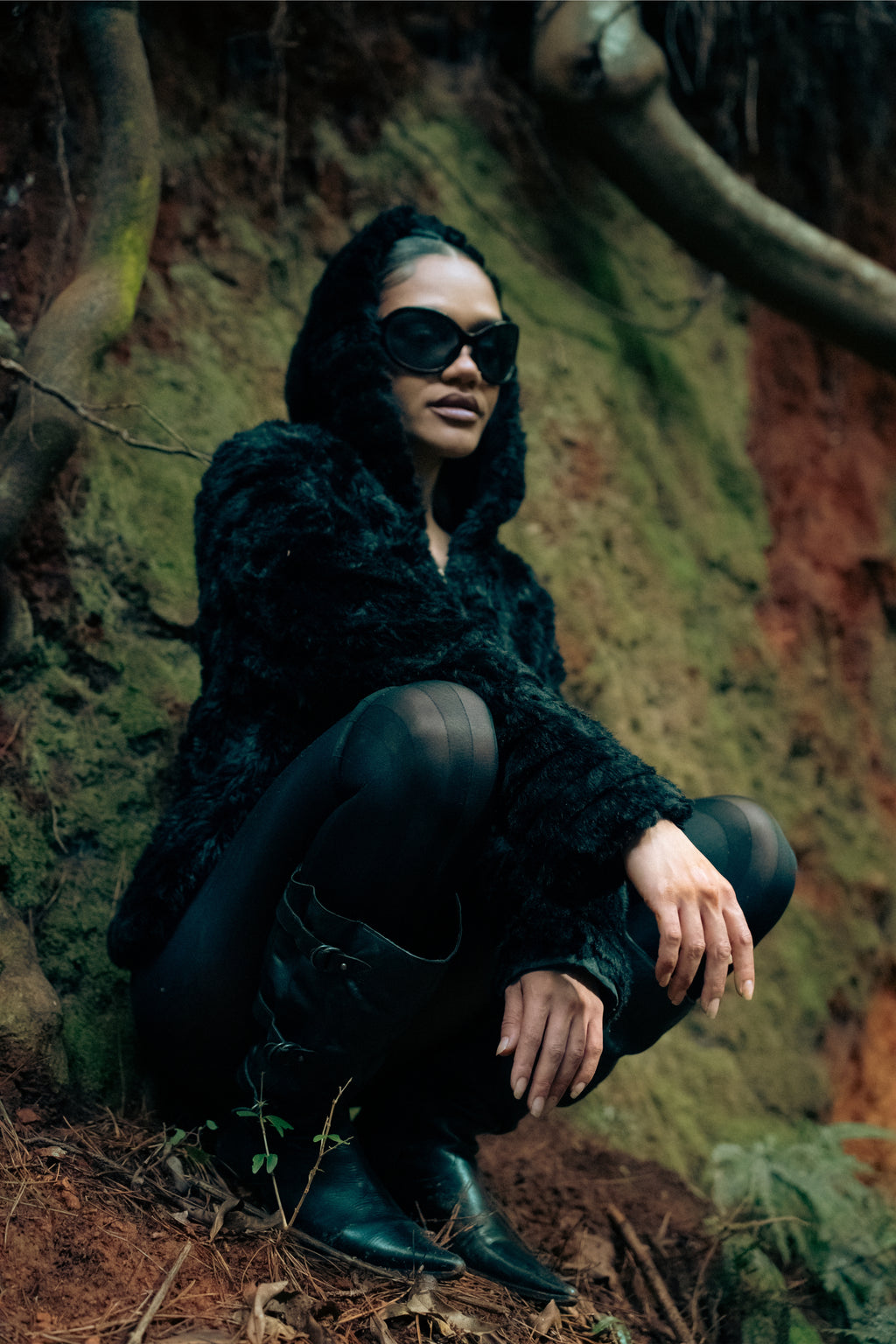 Hooded Faux Fur Zip Jacket