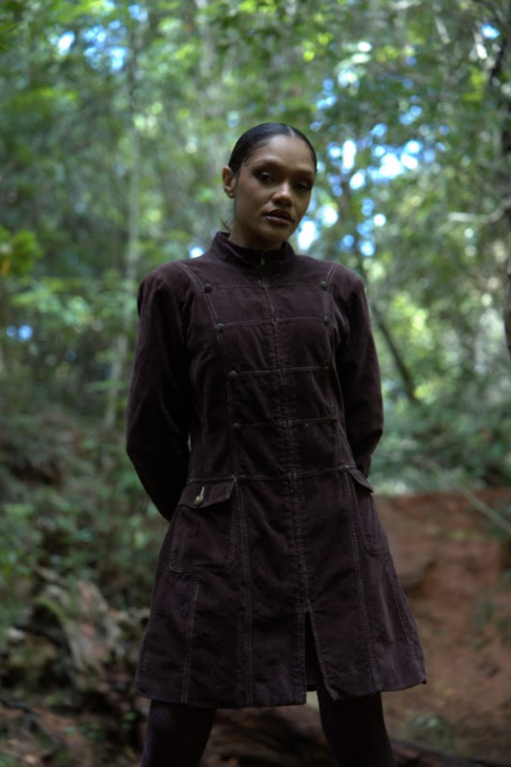 Brown Velvet Utility Coat