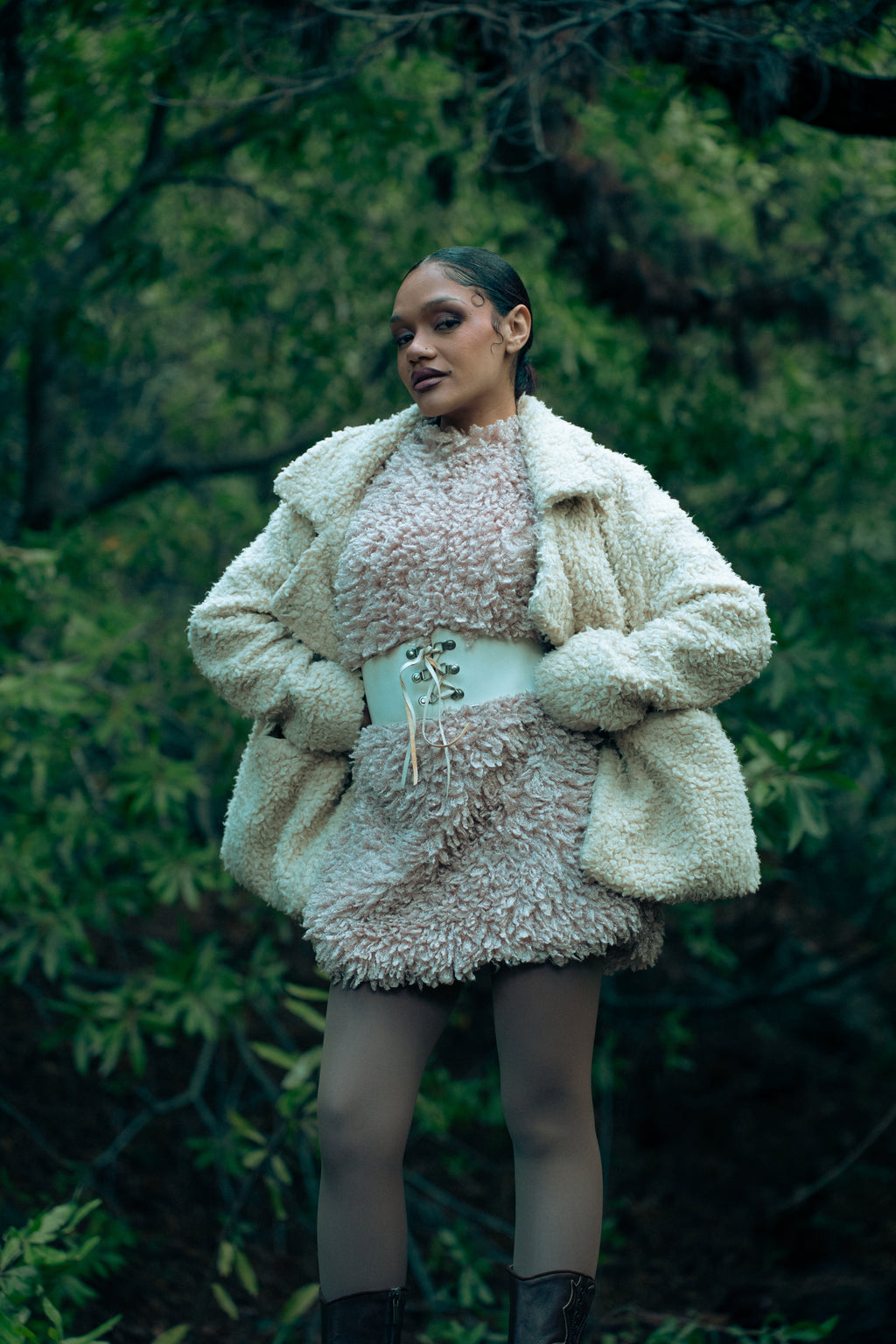 Cream Oversized Fleece Coat
