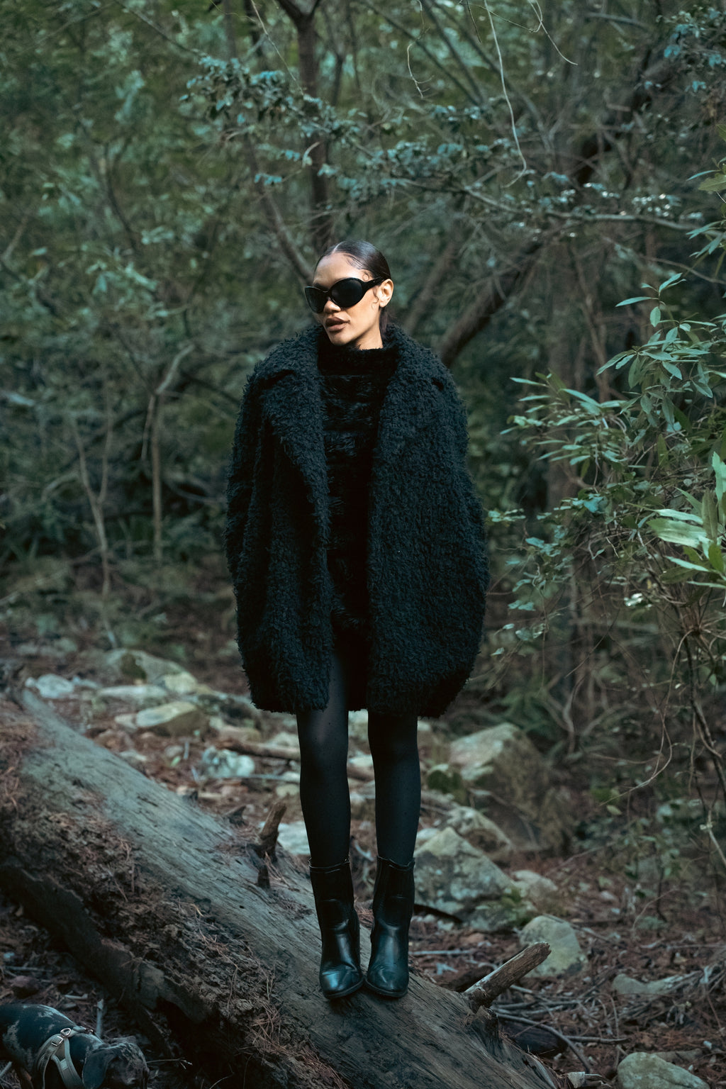 Oversized Black Fleece Coat