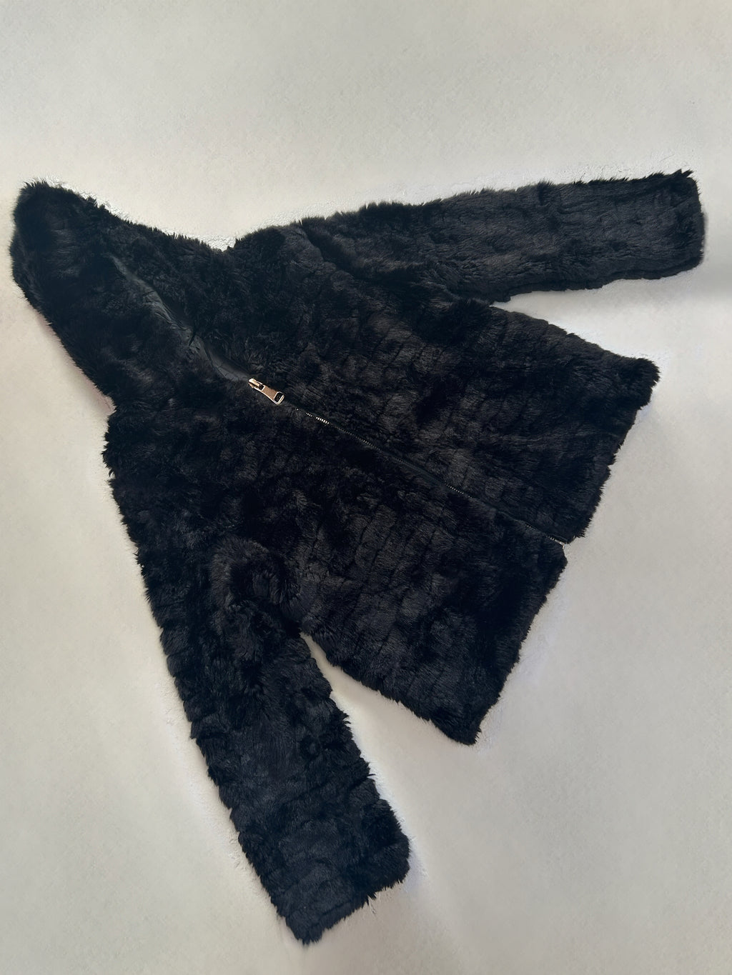 Hooded Faux Fur Zip Jacket