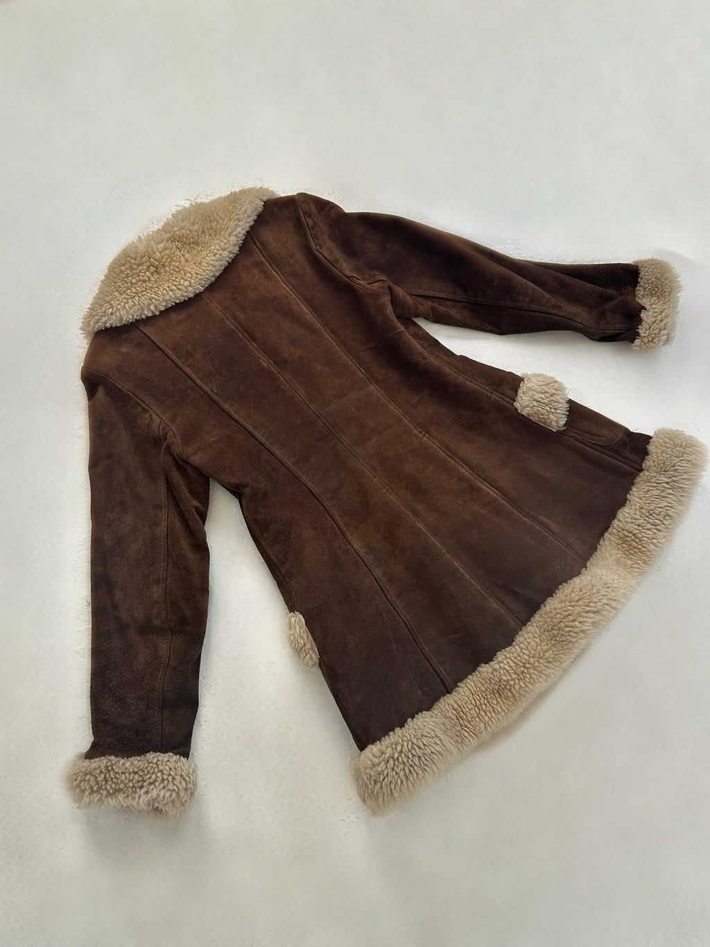 Brown Suede & Fleece Shealing Coat