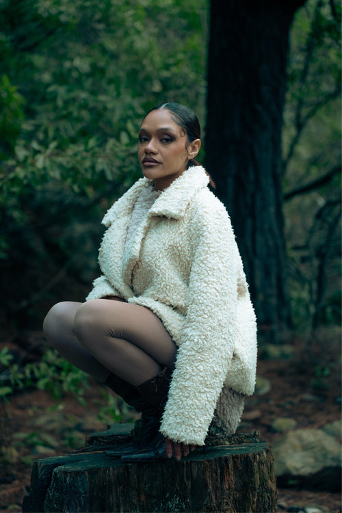 Cream Oversized Fleece Coat