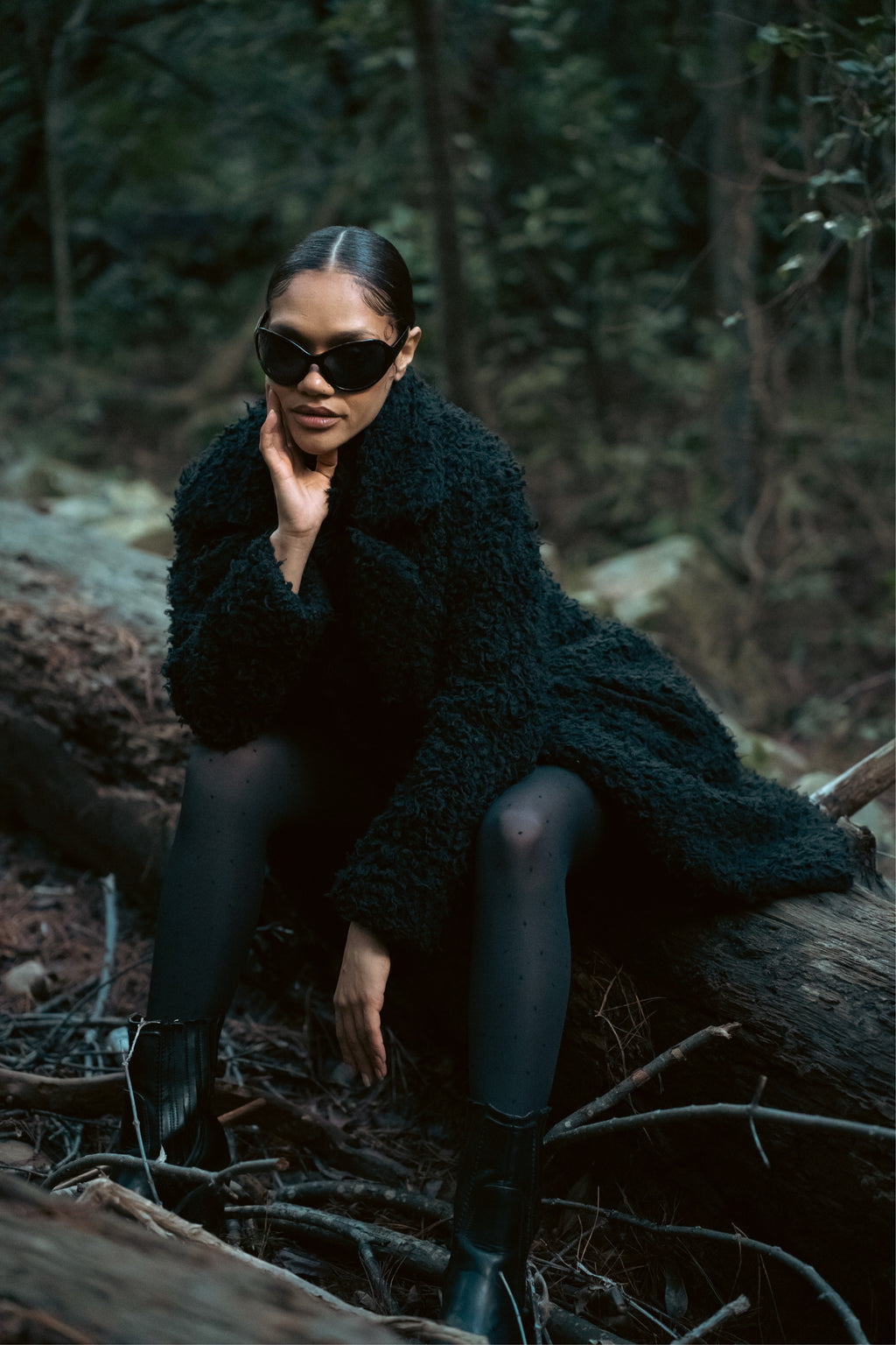 Oversized Black Fleece Coat