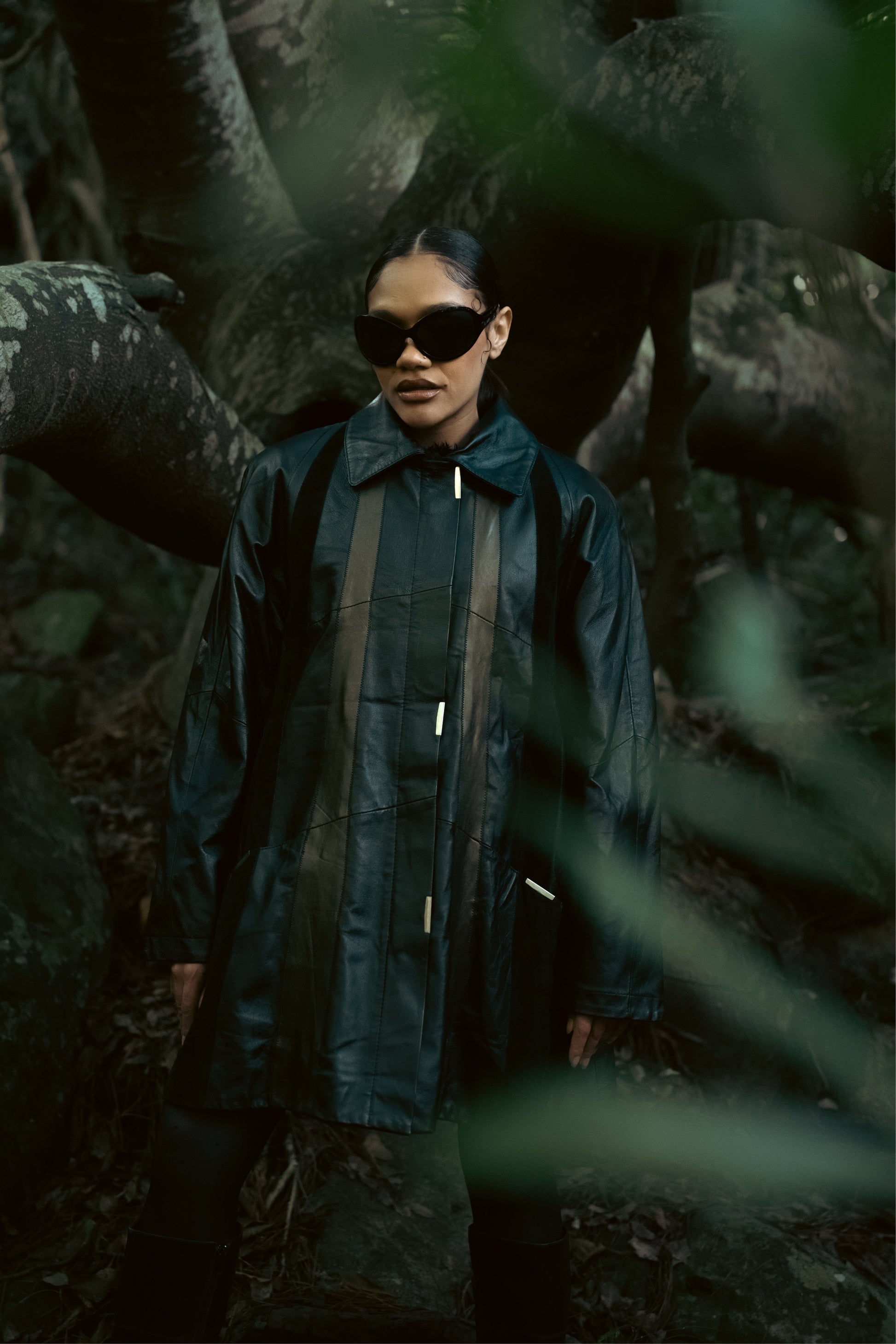 Leather Panel Coat