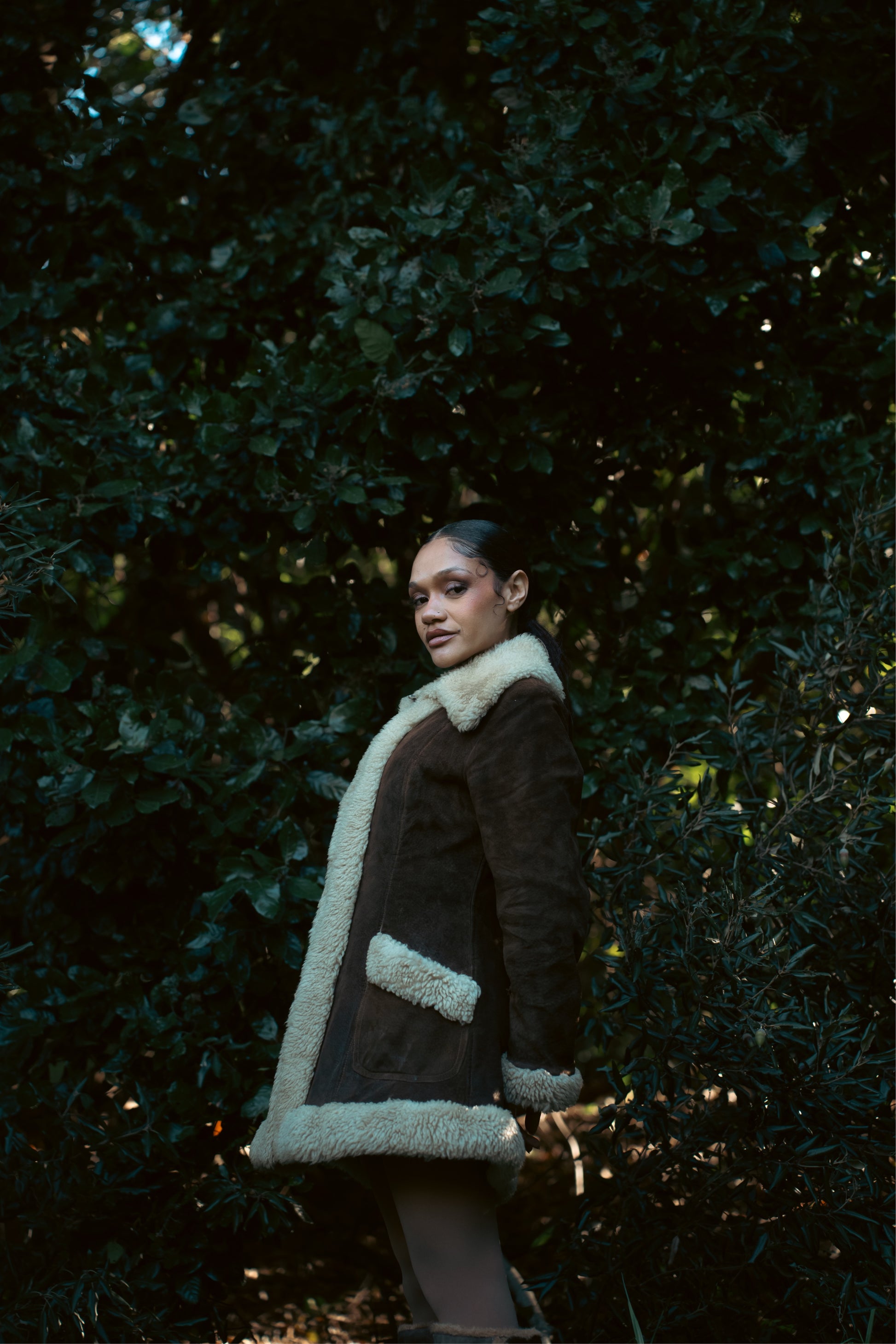 Brown Suede & Fleece Shealing Coat