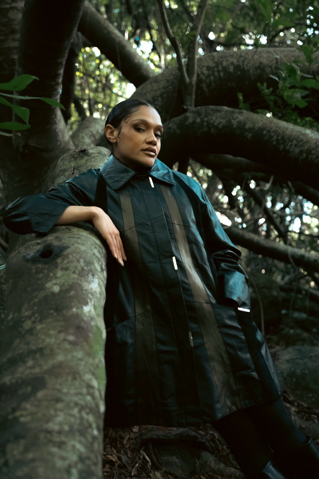 Leather Panel Coat