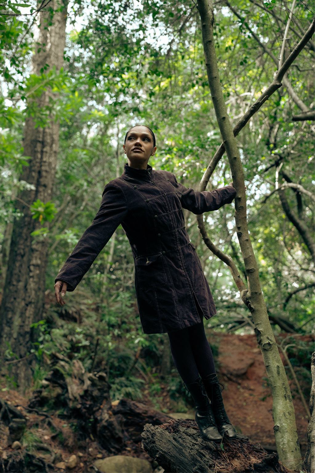 Brown Velvet Utility Coat