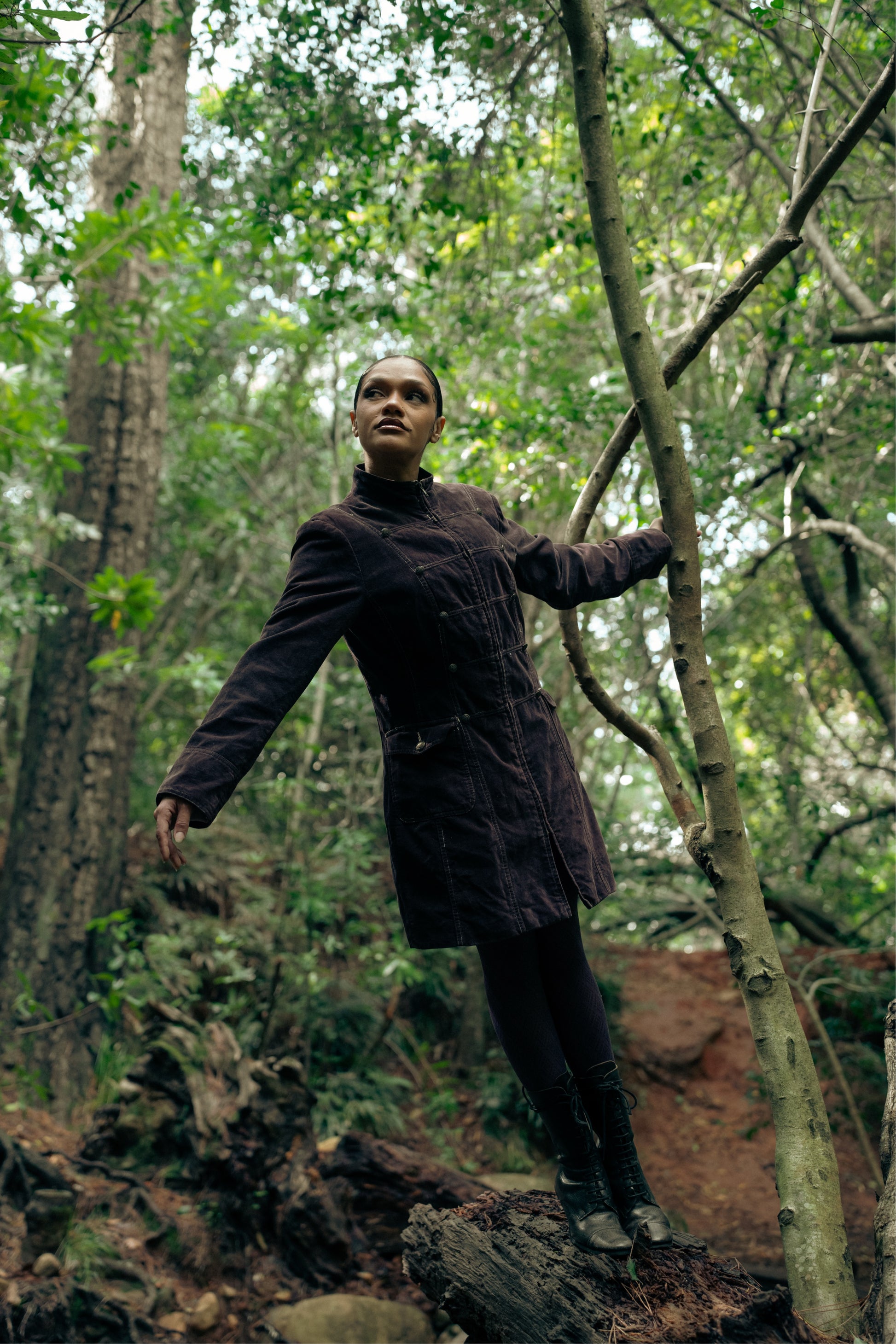 Brown Velvet Utility Coat