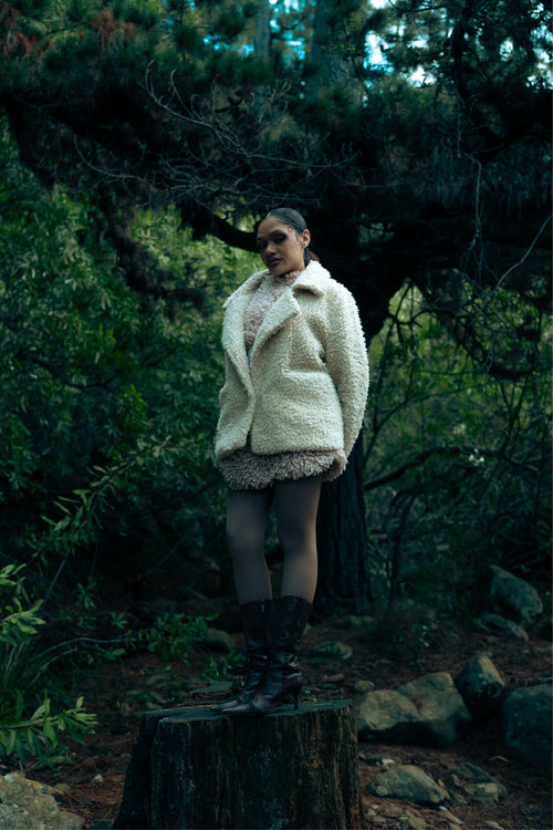 Cream Oversized Fleece Coat