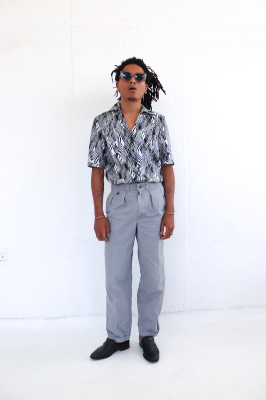 Grey Pleated Chino Pants