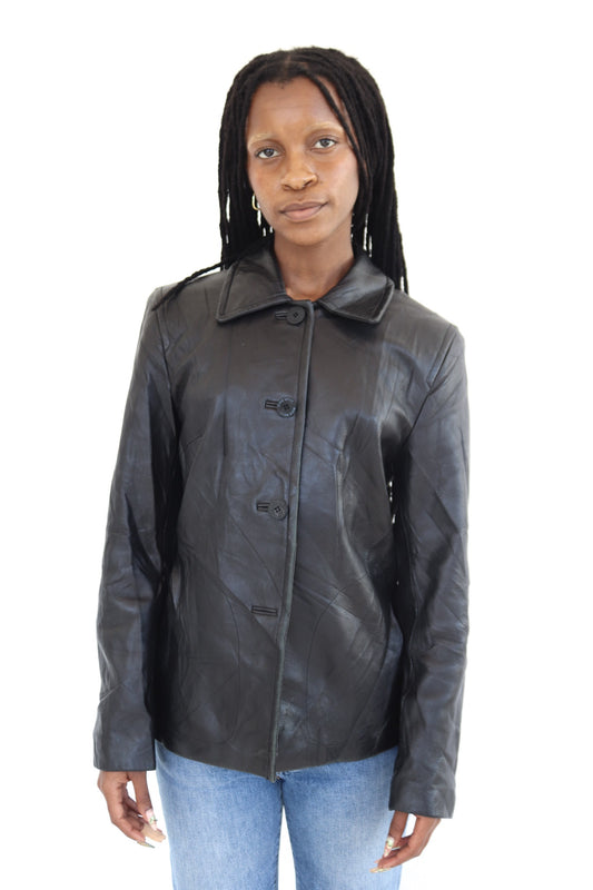 Black Nine West Leather Jacket