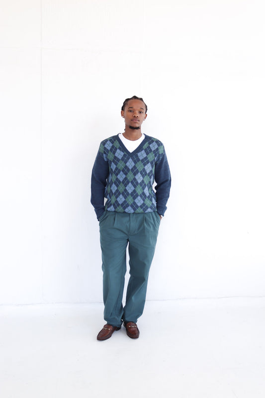 Green Pleated Chino