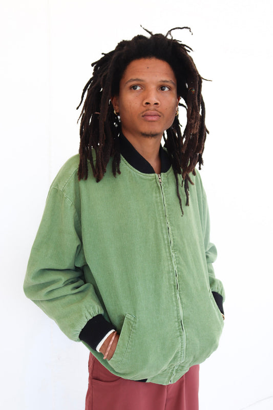 Green Corduroy Bomber Jacket