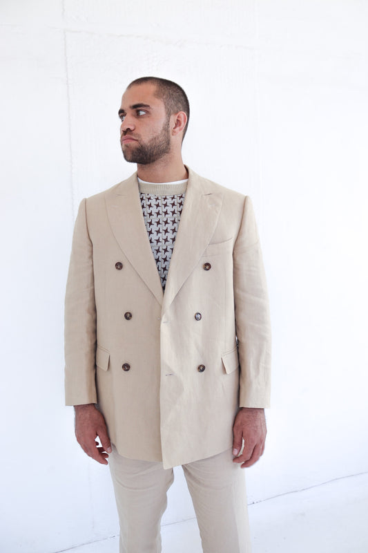 Beige Linen Suit Set