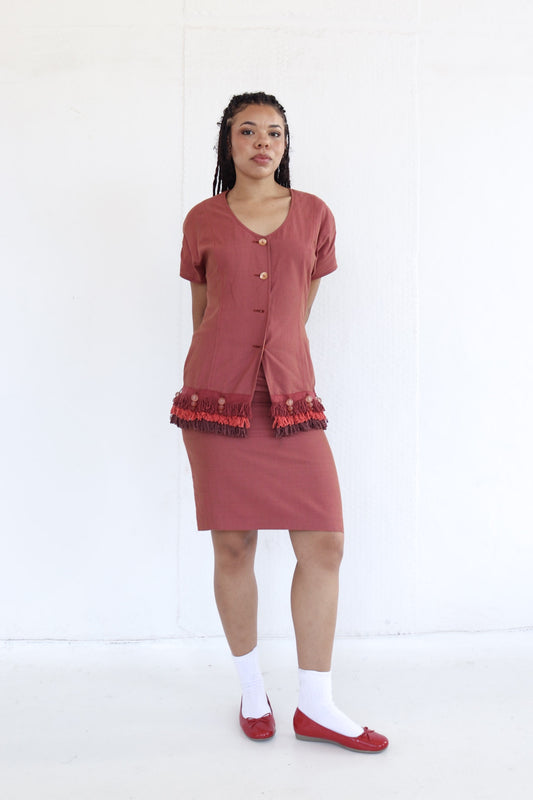 Red Villevery Skirt Set