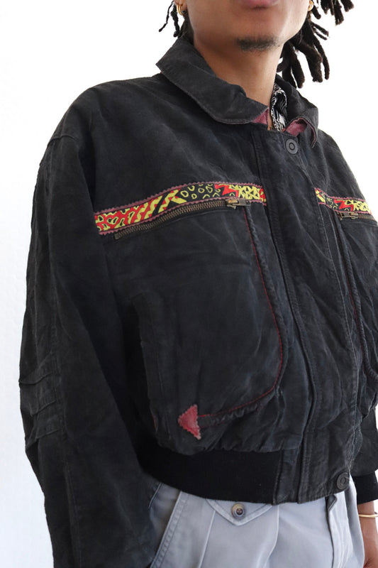 Black Leather Bomber