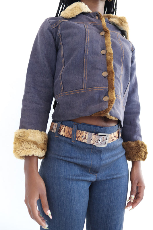 Denim Fur Trim Jacket