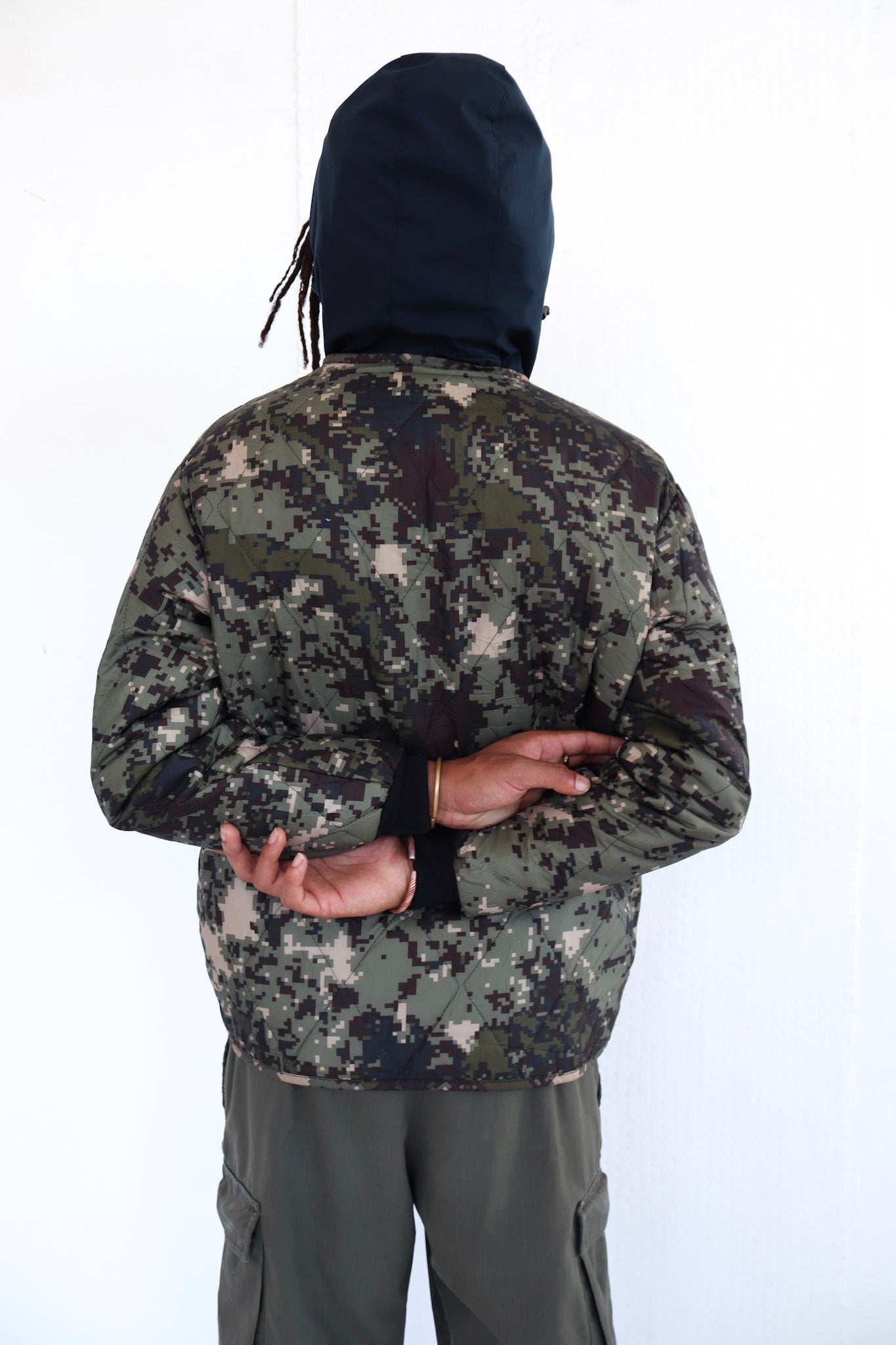 Pixilated Camo Quilted Bomber Jacket