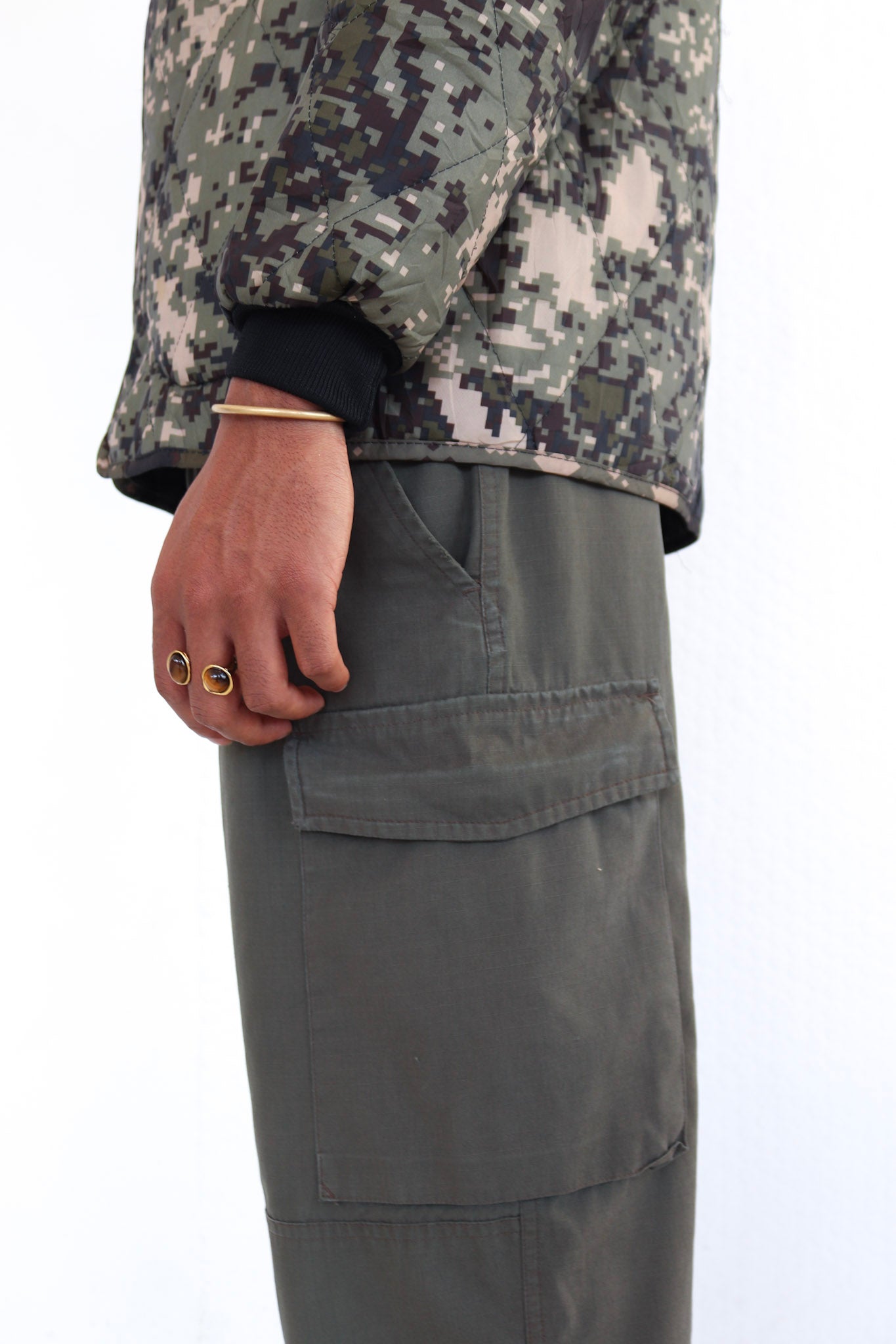 Pixilated Camo Quilted Bomber Jacket