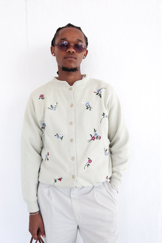 Beige Floral Cardigan